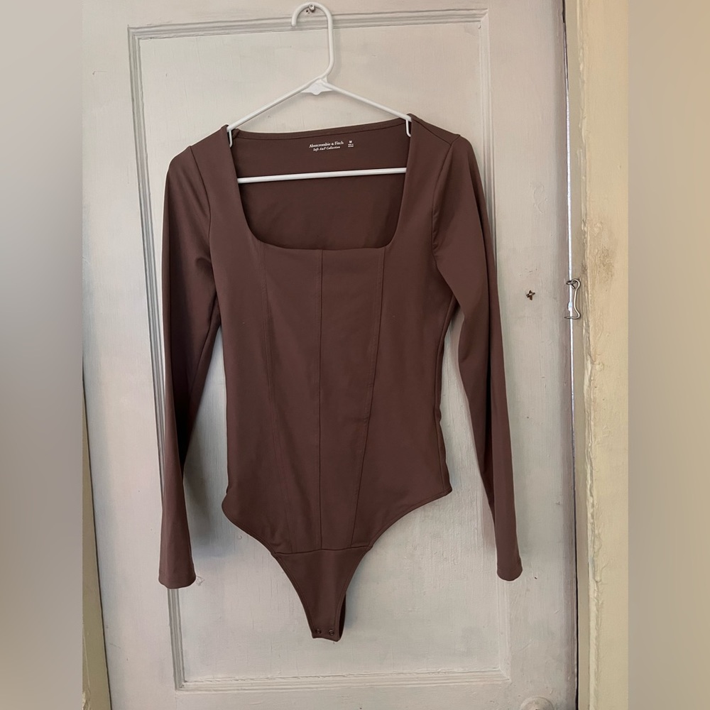 Abercrombie & Fitch Mocha Ponte Corset Bodysuit Medium